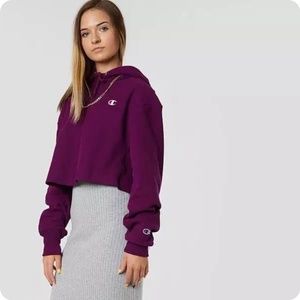 Champion Purple Cropped Hoodie